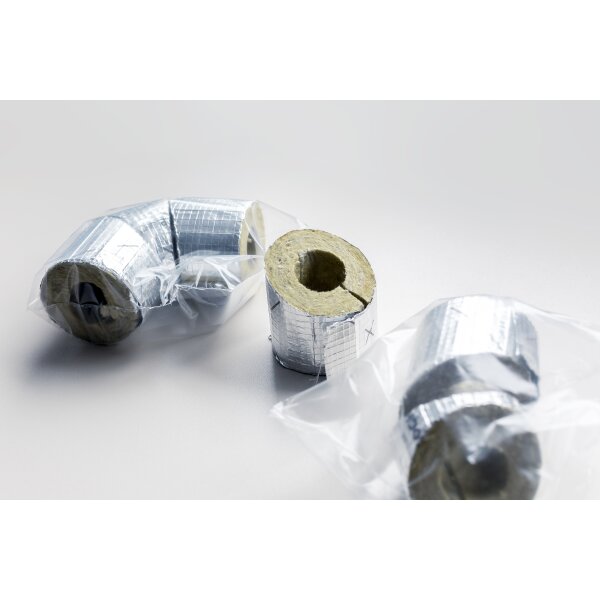 Coude en laine de roche Rockwool 90° revêtu daluminium 3 sections 22/20 mm