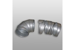 Coude en tôle galvanisée, quatre segments 150mm